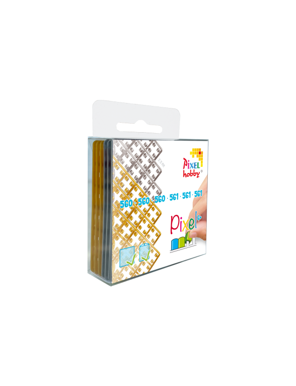 6-pack pixelmatjes goud-zilver
