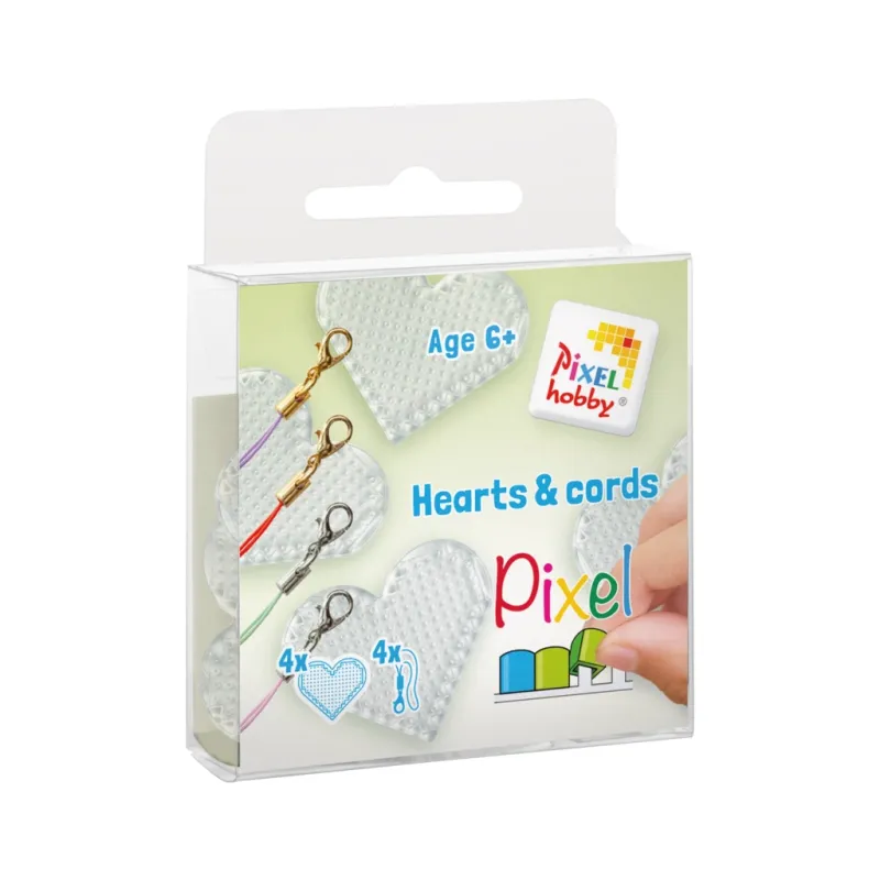 set van 4 transparante hartvormige sleutelhangers + cords