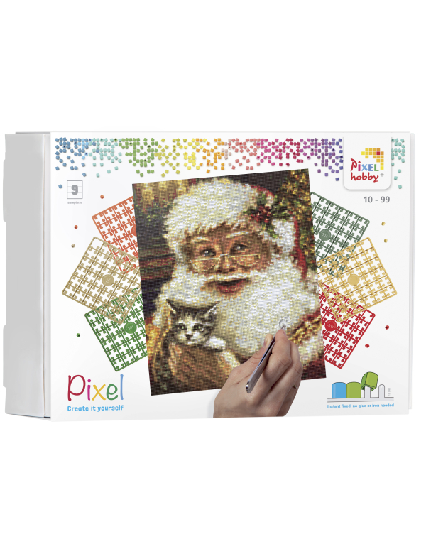 Kerst: Kerstman met Kitten geschenkset 9 basisplaten (90108)