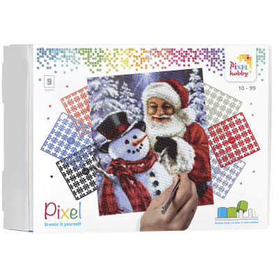 kerst: kerstman bouwt sneeuwpop, geschenkset 9 basisplaten (90118)