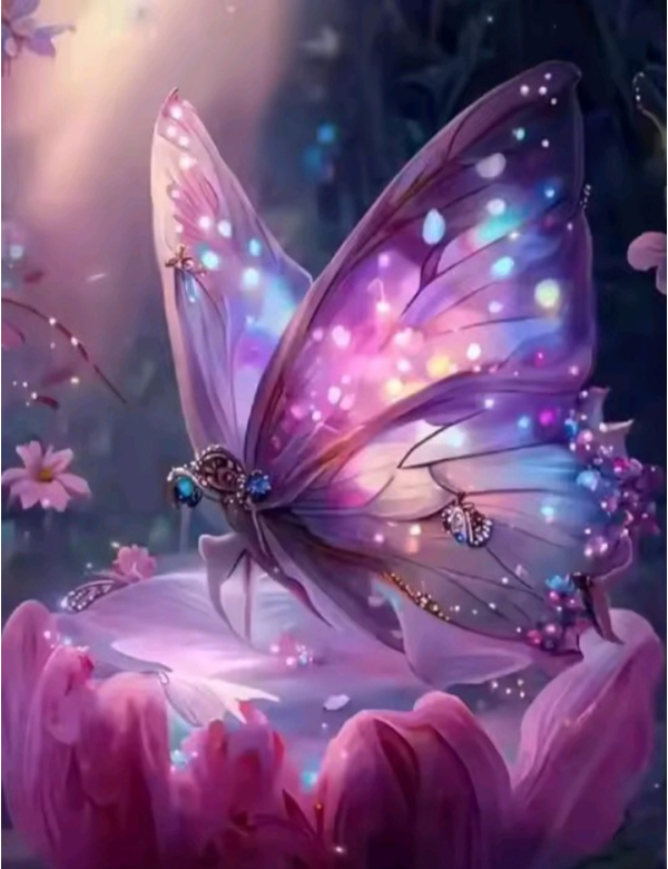 Roze vlinder, L