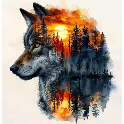 Wolf zonsondergang, L