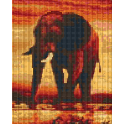 olifant bij zonsondergang (804122) 4 basisplaten