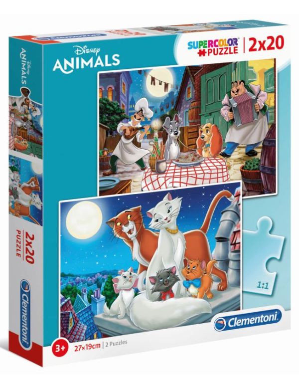 Disney animals: Lady & de vagebond + aristocats; 2x20 stukjes