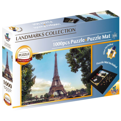 eiffeltoren + puzzle mat & lijm; 1000 stukjes