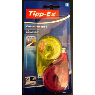 Tipp-Ex correctieroller 12mx4.2mm per 2 op blister