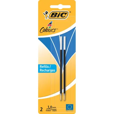 Navulling voor vierkleurenbalpen BIC blauw (2 stuks)