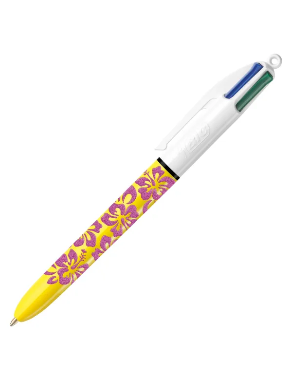 Bic 4-kleurenbalpen velours geel + roze