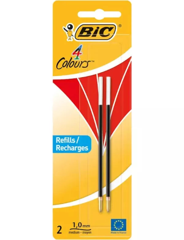 Navulling voor vierkleurenbalpen BIC rood (2 stuks)