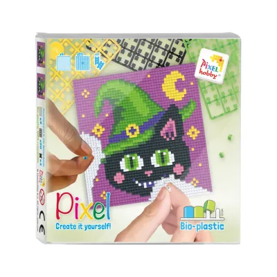 set 4 kleine basisplaten halloween: creepy kat