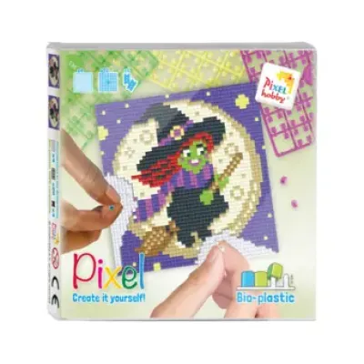 set 4 kleine basisplaten halloween: heks